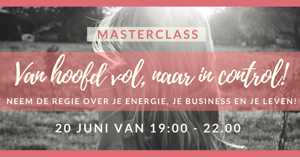 Masterclass van Hoofd Vol naar In Control. regie, energie, leven, business, werk, Esther van Bijnen, Villa Wijs, Door Esther, Nancy de Waal, productiviteit, efficiency, meer doen in minder tijd,