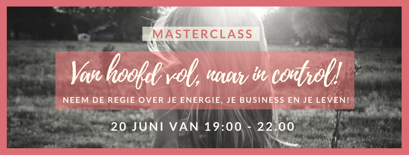 Masterclass van Hoofd Vol naar In Control. regie, energie, leven, business, werk, Esther van Bijnen, Villa Wijs, Door Esther, Nancy de Waal, productiviteit, efficiency, meer doen in minder tijd,